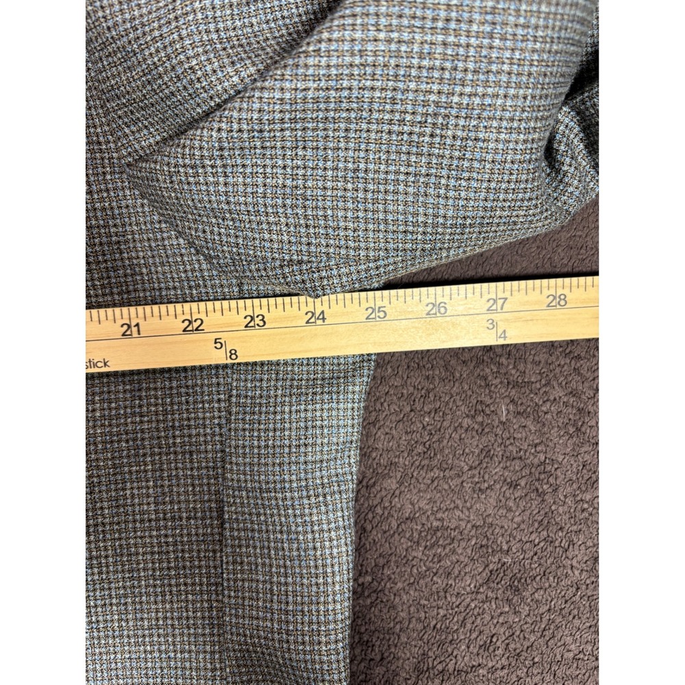 Jos A Bank Mens 50R Wool Sport Coat Blazer Blue Brown Micro Check 2 Button - Picture 6 of 8